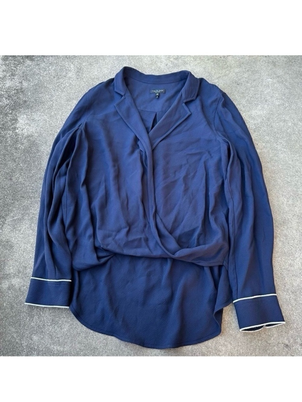Rag & Bone Surplice Navy Blouse Womens Large